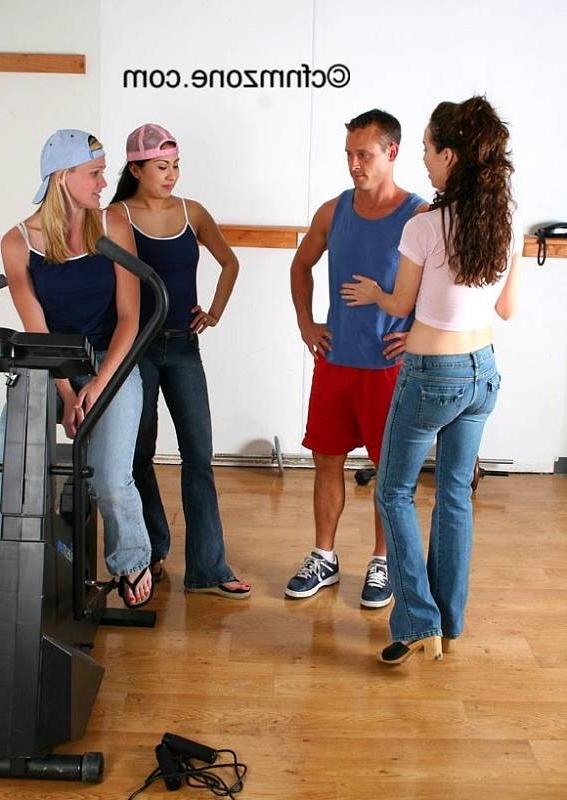18P Two female personal trainers make men workout nude