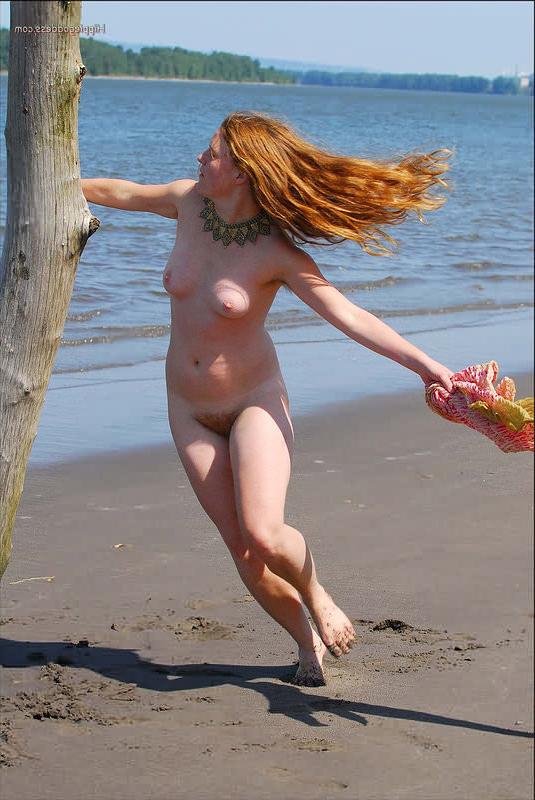 16P Hairy Redhead Nudist Gets Messy Outdoors at Beach
