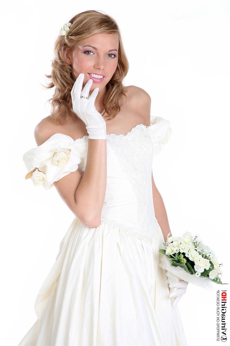 16P Blonde bride Jewel with tiny boobs in stockings