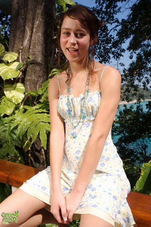 16P Young stunning hottie pulling down all her garments outdoors