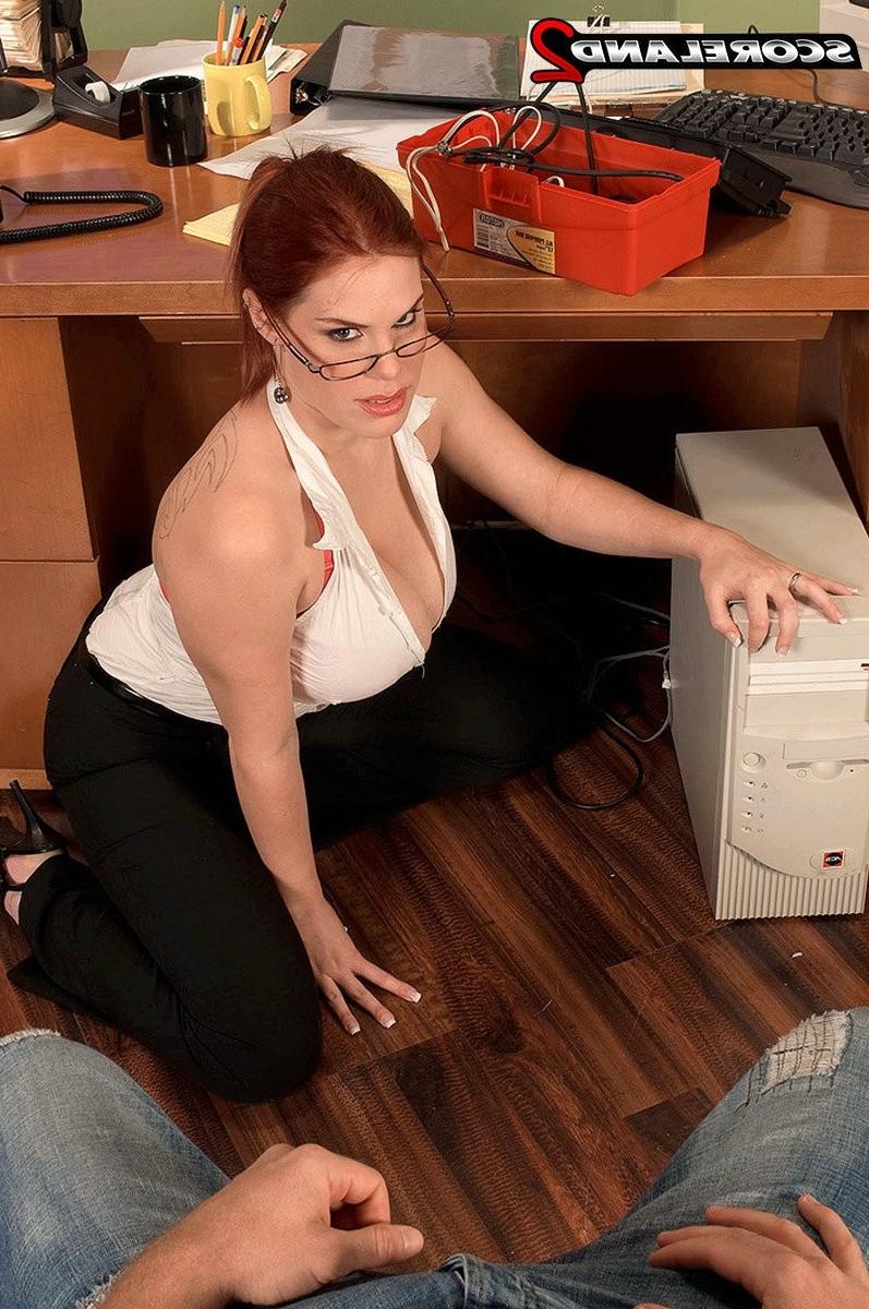 12P Busty secretary Jolie Rain sucking your cock