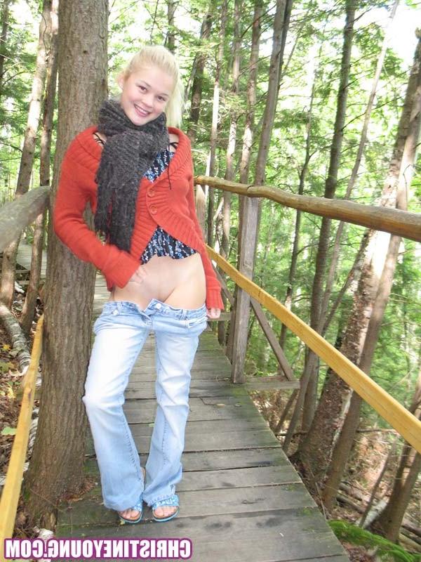 15P Titty-flashing blonde teen cutie Christine Young on camera