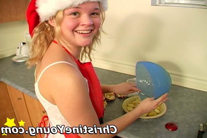 15P Christmas loving blonde teen pics of sexy Christine Young