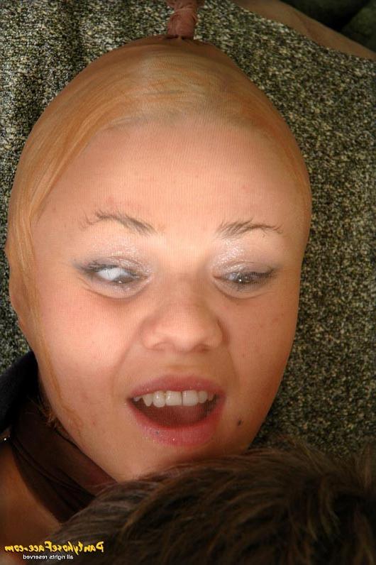 16P Teen fucking with pantyhose and nylon on her head