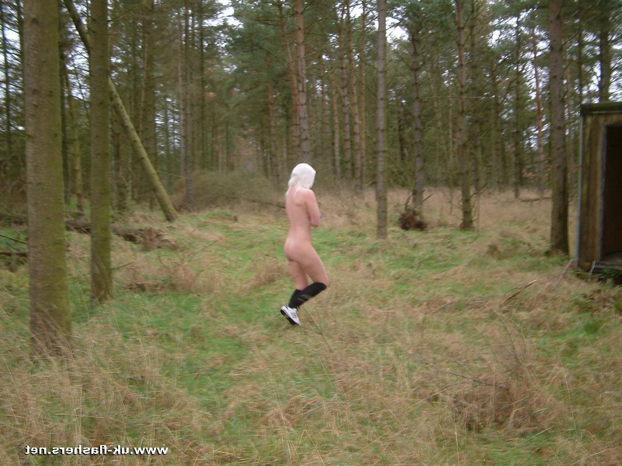16P Blonde college babe Chaos naked outdoors and flashing european tits under the op