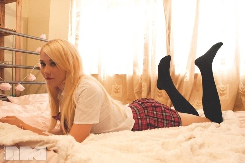 15P Blonde schoolgirl strips