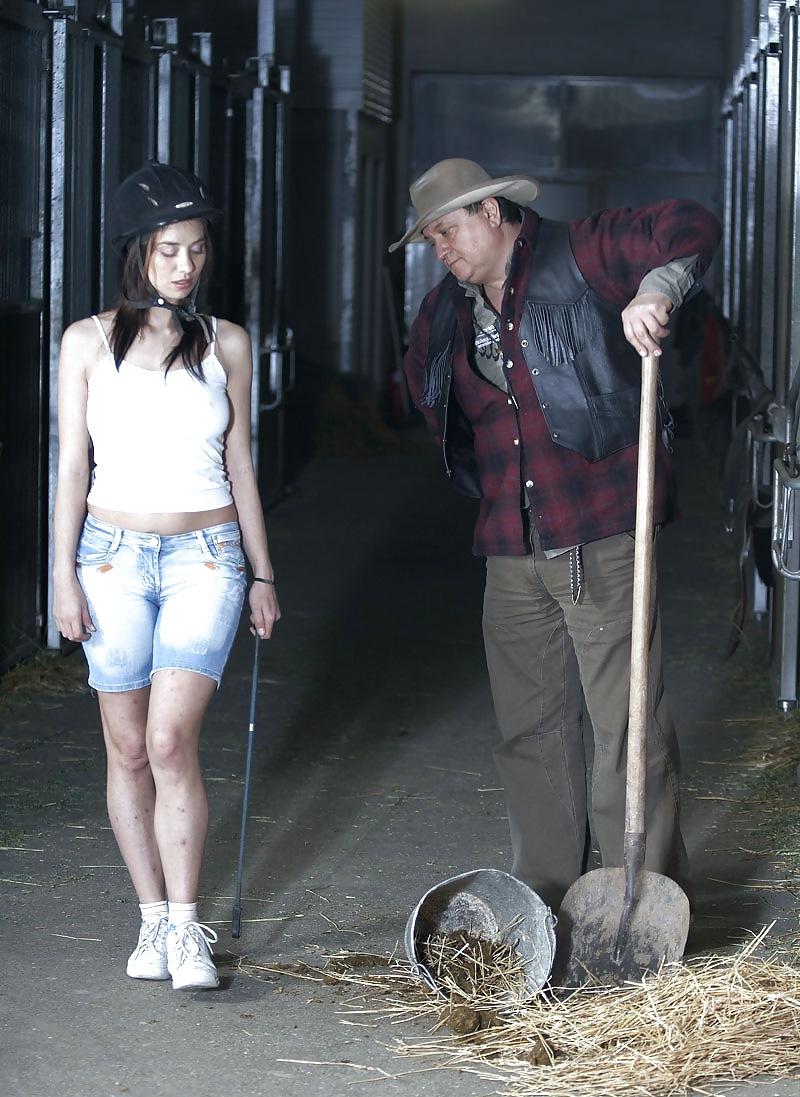 14P Stupid brunett teen gets fucked by old man