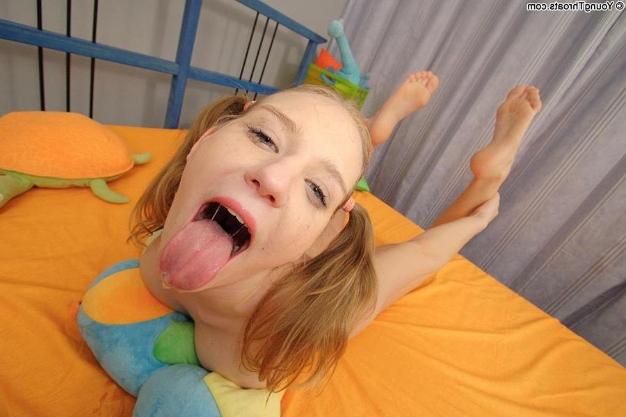 17P Beautiful blonde teenie getting deep throated for the first time