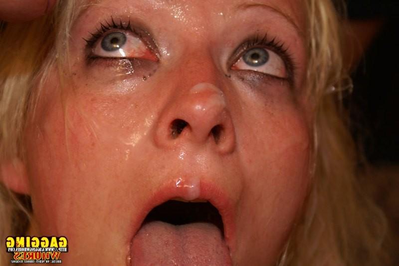 20P Sexy babe does deep throat and gags on those cocks