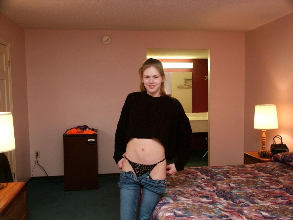 17P Nervous First Time Blonde Strips For Cash In Motel Room