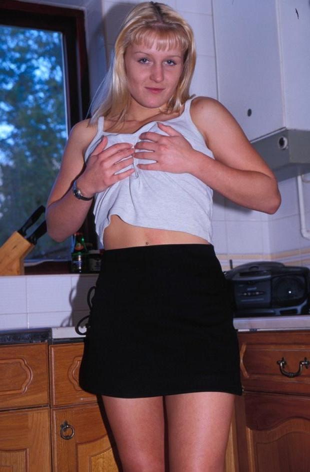 17P Blonde Housewife With Small Tits Spreads Her Pussy