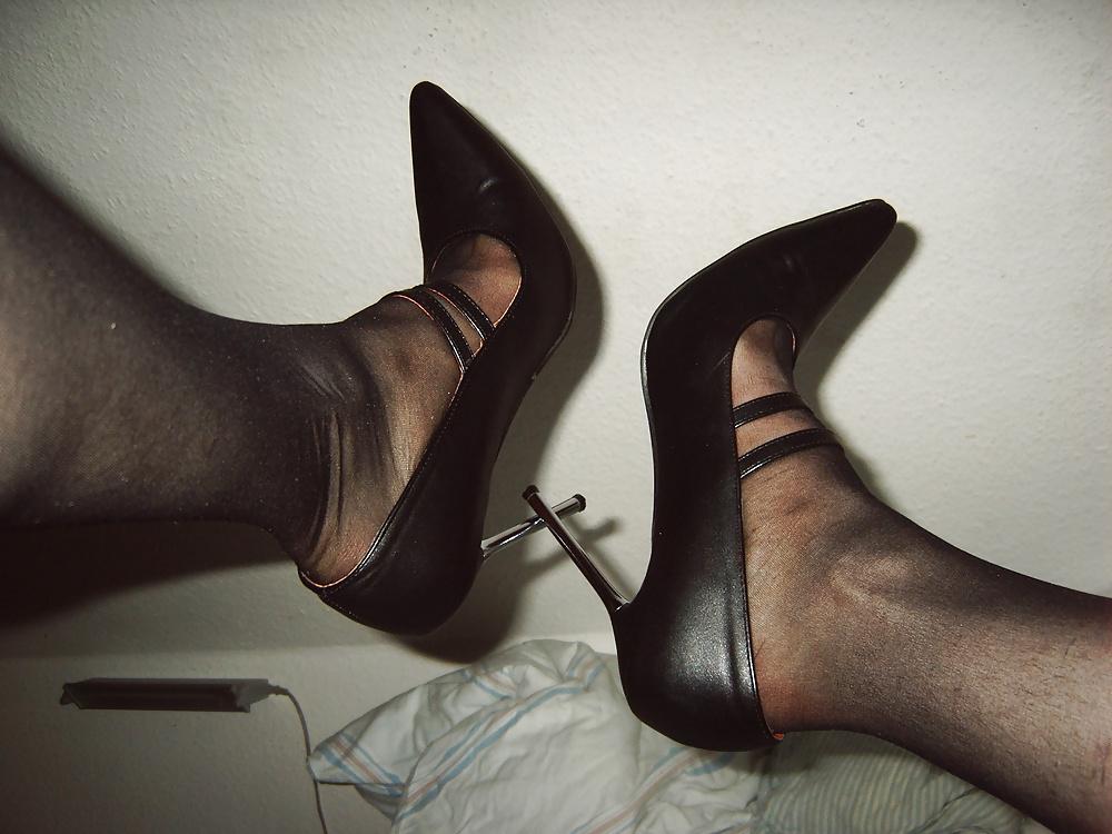 14P Nylon , Leggings , Black High Heels