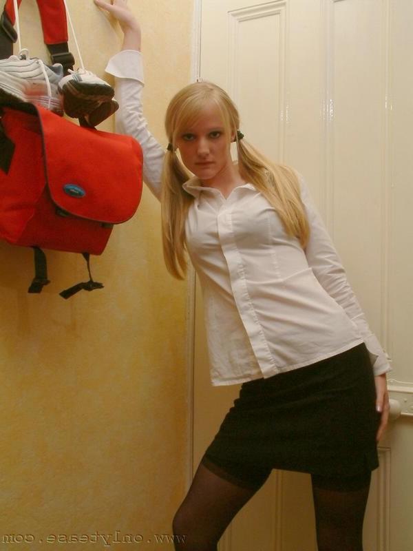 16P Blonde schoolgirl teen striptease