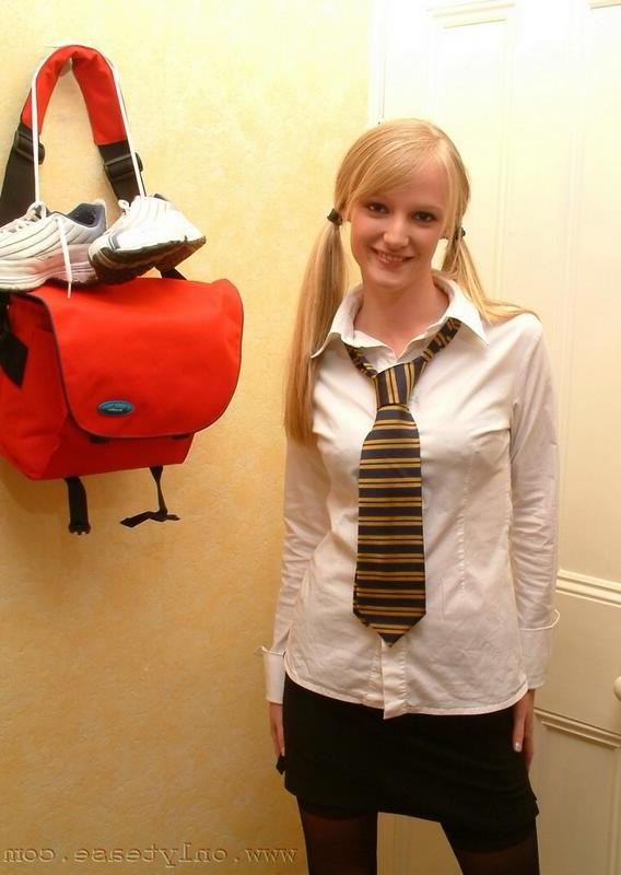 16P Blonde schoolgirl teen striptease