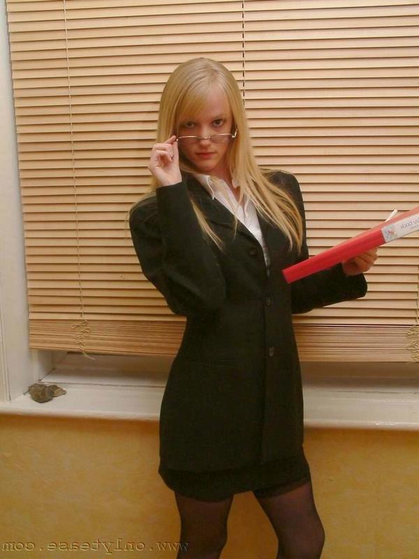 16P Blonde teen secretary striptease