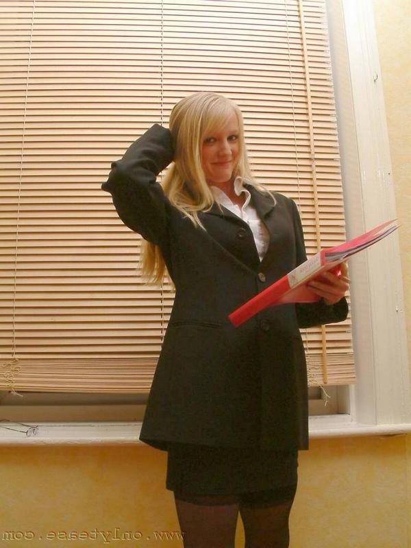 16P Blonde teen secretary striptease