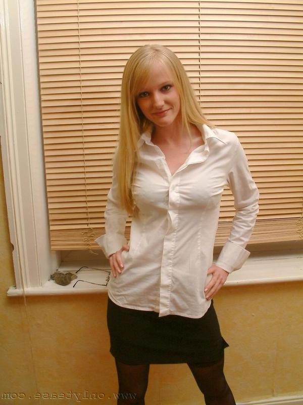 16P Blonde teen secretary striptease