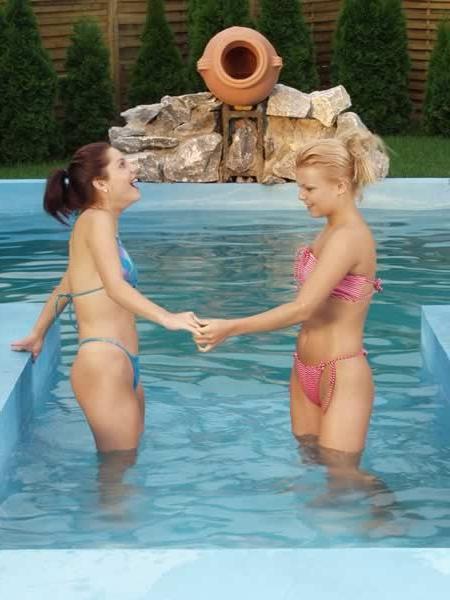 15P Two sweet young lesbians having sex by the pool