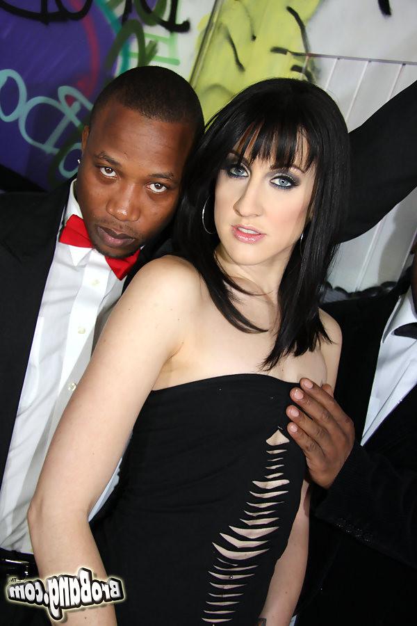 18P hot brunette gets bukkaked by ten hung black men in suits