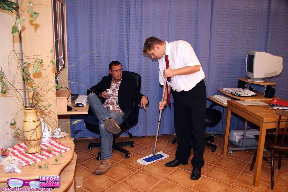 14P Slut takes on three cocks in the office