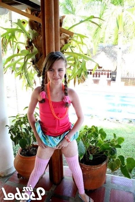 16P Small teen girl flashing in skirt