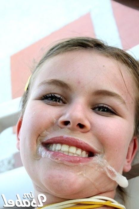16P Small teen girl gets big cum load in mouth