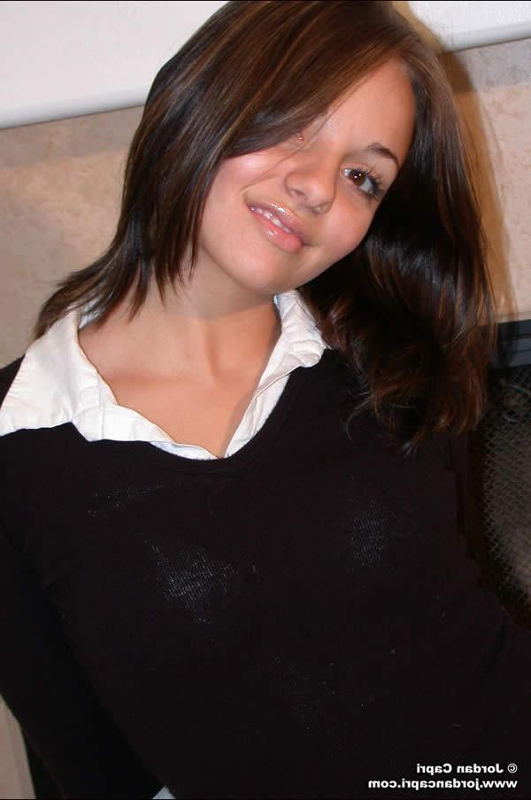 15P Brunette schoolgirl jordan capri lifts her skirt and shows all