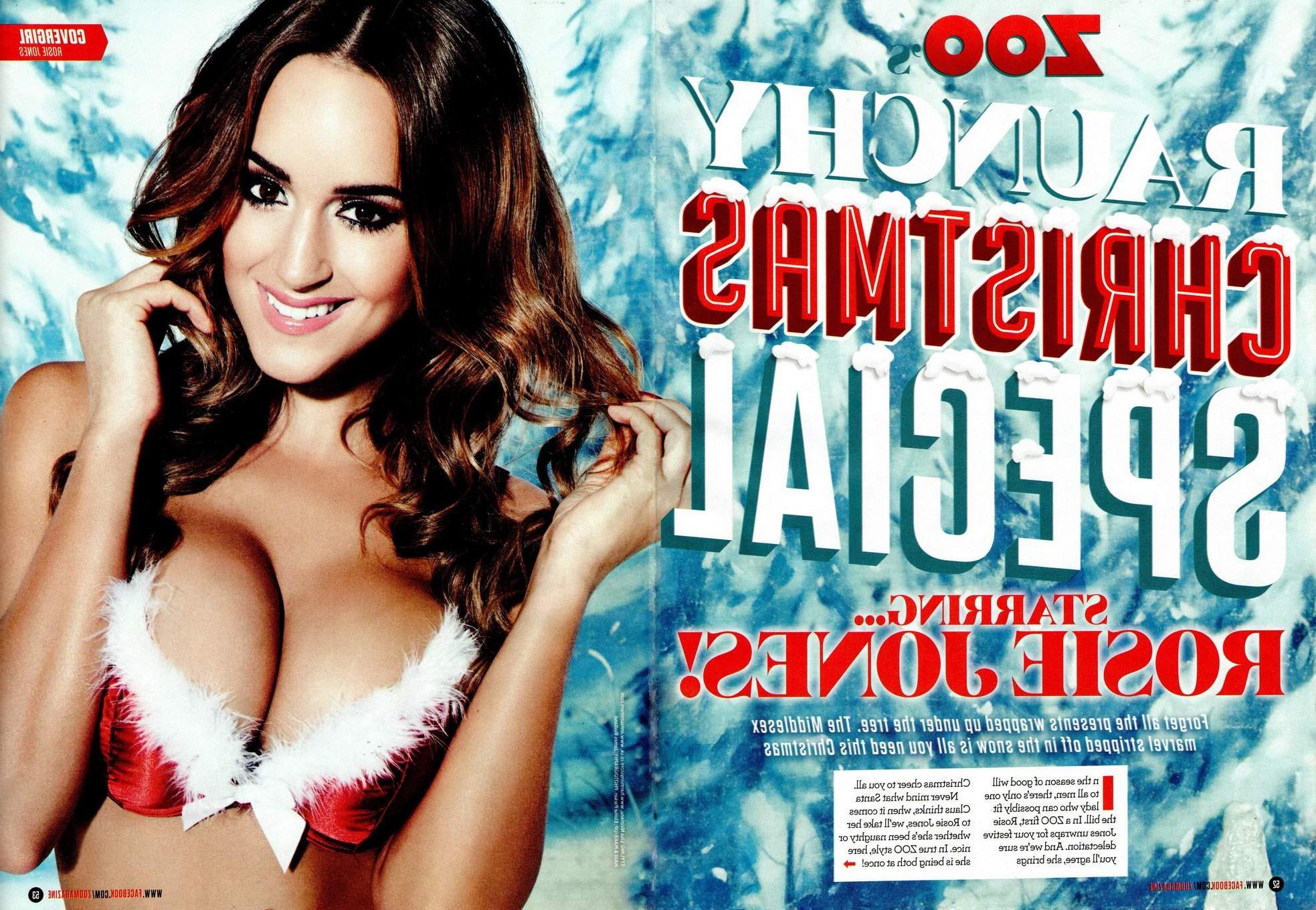 16P Rosie Jones showing off her big boobs but hiding pussy in ZOO Magazine Xmas issu