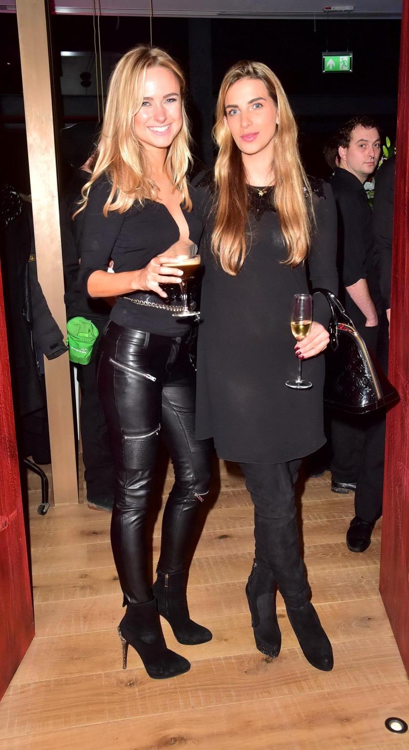16P Kimberley Garner wearing leather pants and partially cthru top at Ballymore Laun