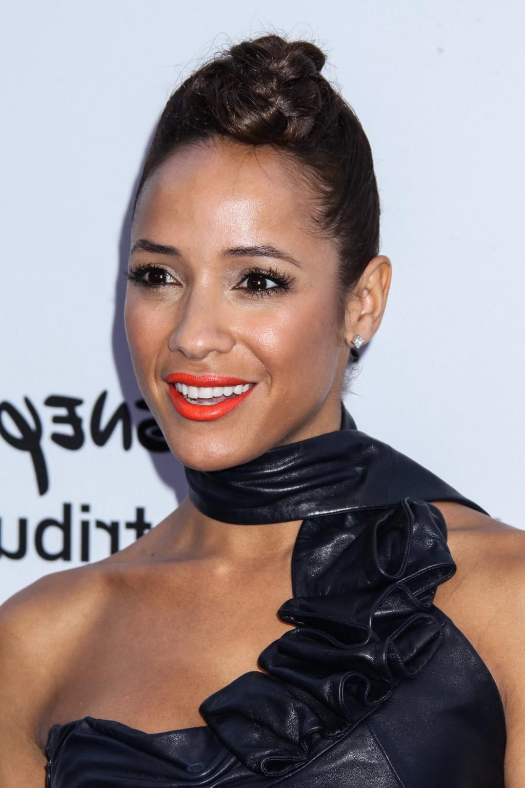 16P Dania Ramirez showing off her curvy body in a leather mini dress at the event in