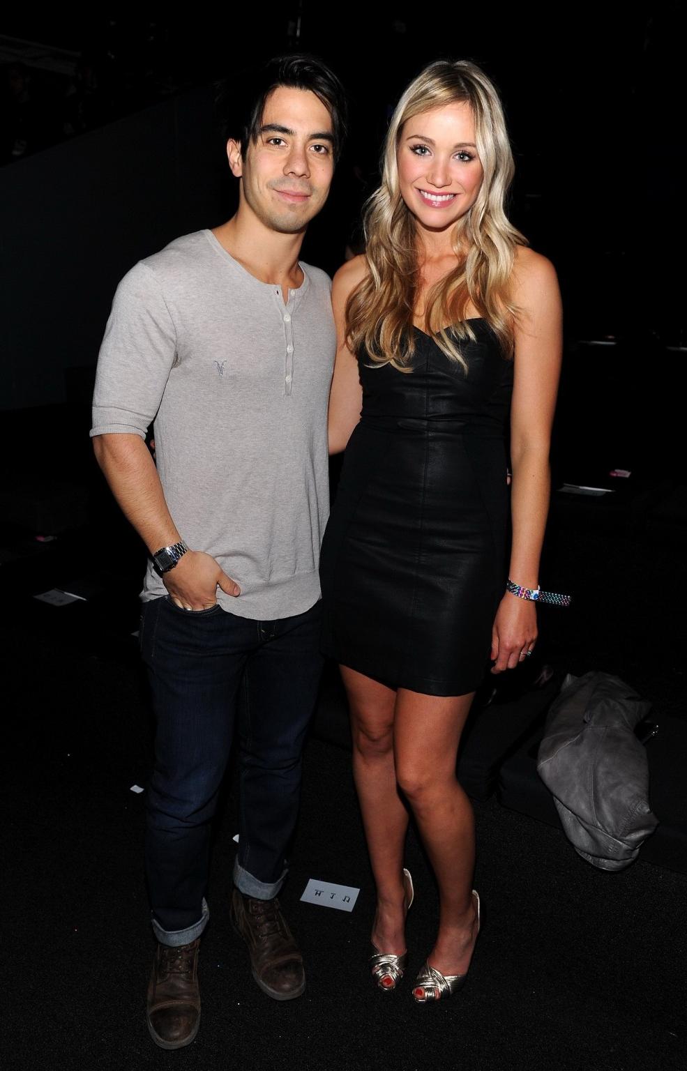 16P Katrina Bowden wearing sexy black tube mini dress at 2013 Victoria's Secret Fash