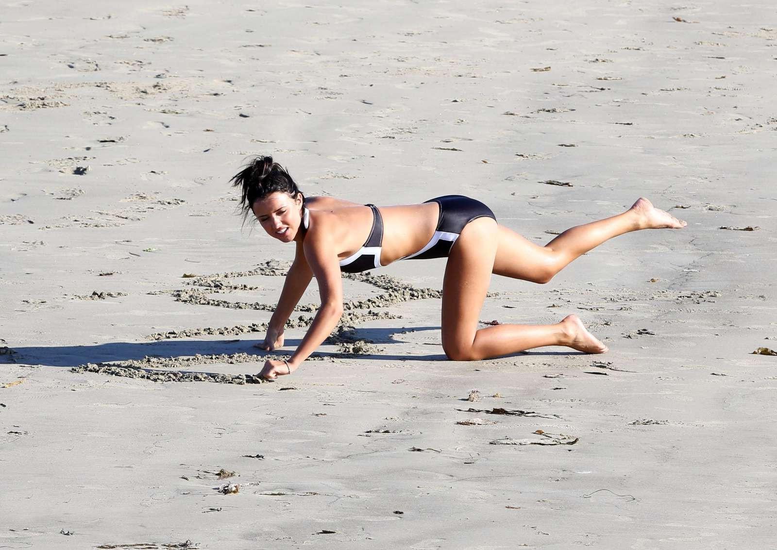 16P Lucy Mecklenburgh in sexy monokini working out on Santa Monica Beach