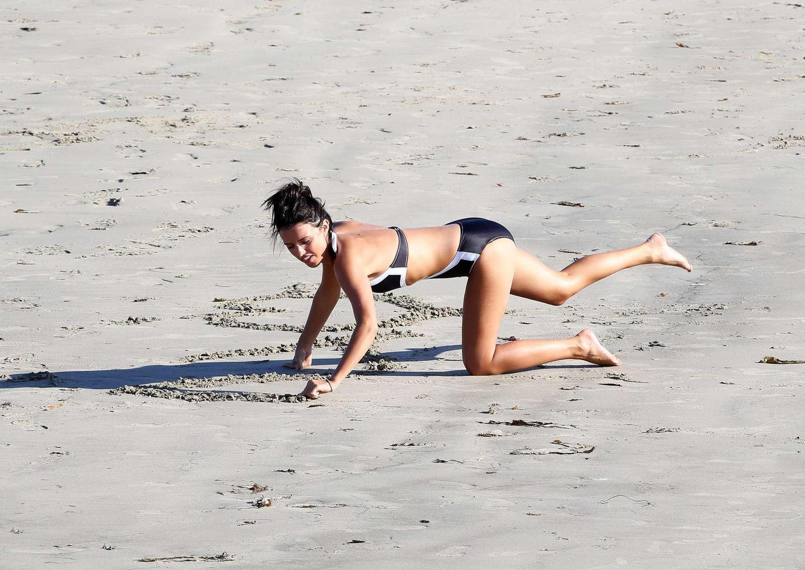 16P Lucy Mecklenburgh in sexy monokini working out on Santa Monica Beach