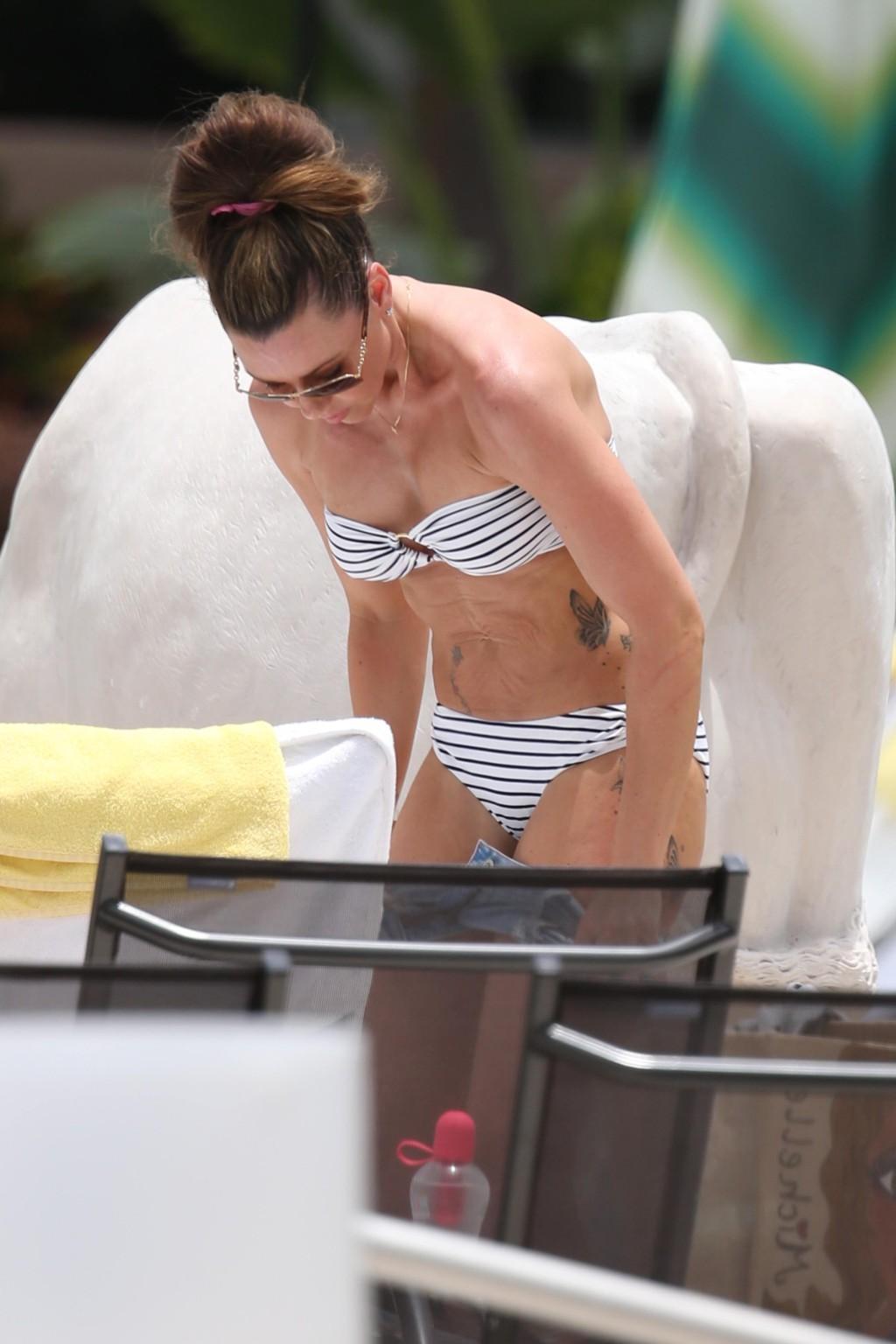 13P Michelle Heaton stripping to bikini on the set of a fitness show on Miami Beach