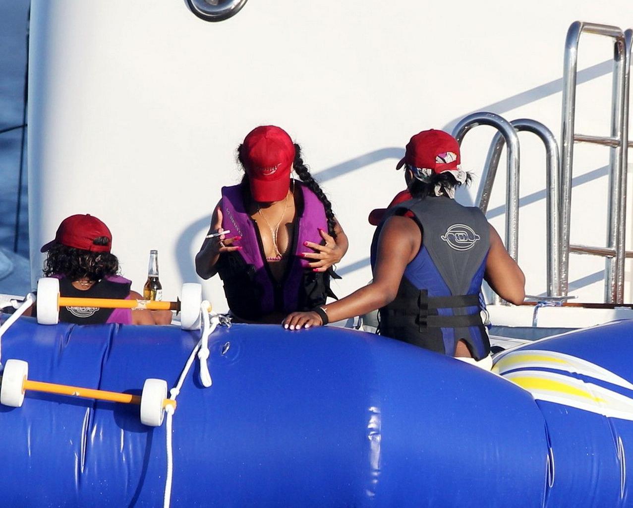 10P Rihanna wearing a sexy bikini on a yacht in Saint Tropez