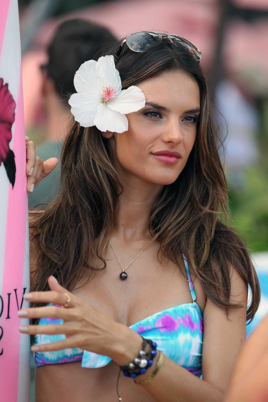 16P Alessandra Ambrosio in bikini top  shorts promoting the new Victoria's Secret St