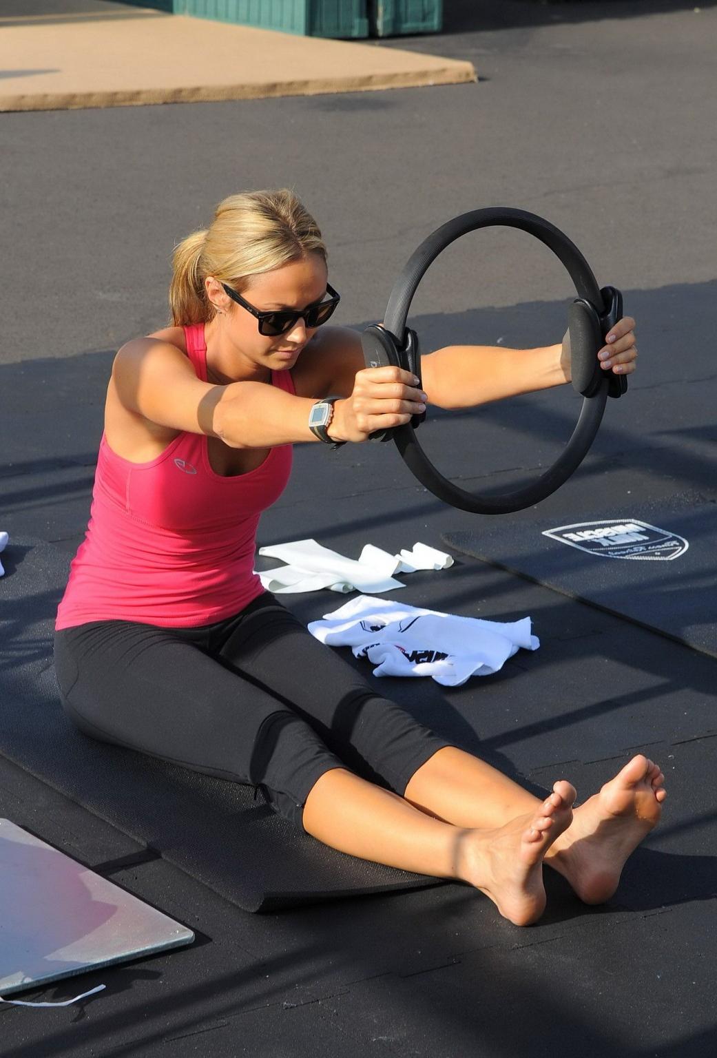 16P Stacy Keibler workout session at Muscle Milk Fitness Retreat in LA