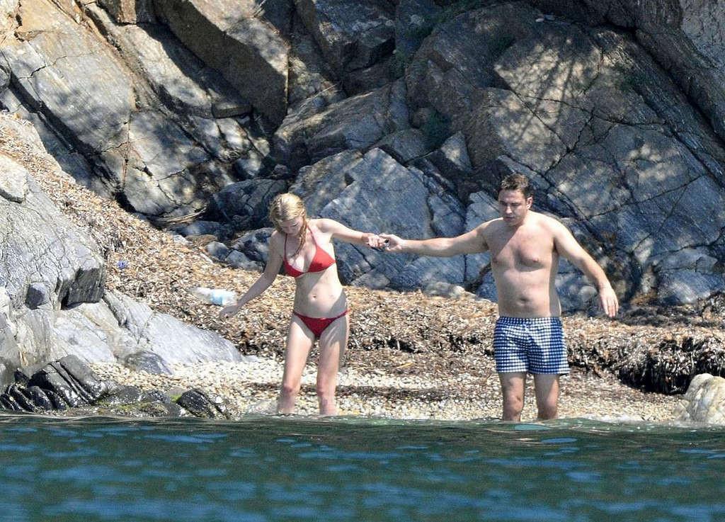 10P Lara Stone having fun in bikini on yacht and showing her nice tits