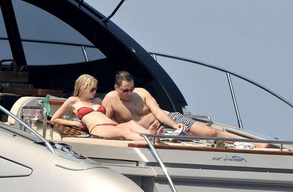 10P Lara Stone having fun in bikini on yacht and showing her nice tits