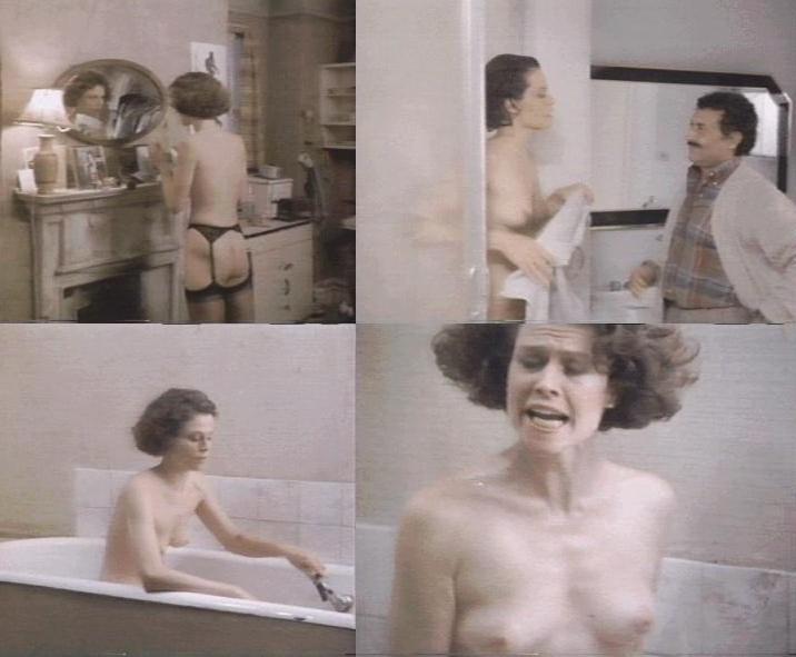 16P Sigourney Weaver shows pert titties and bush