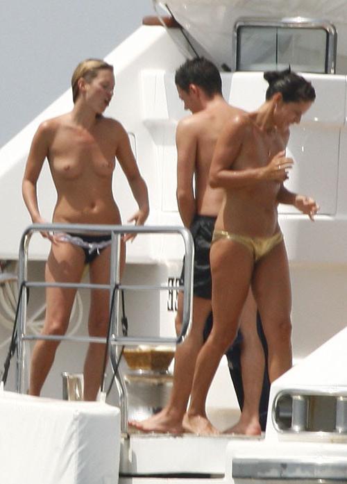 16P Kate Moss showing her nice small tits on yacht paparazzi pics