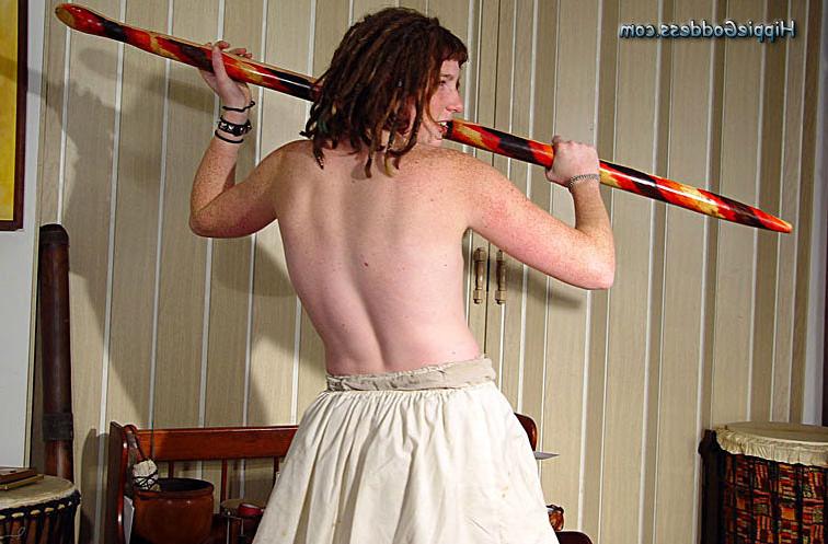 15P Hairy redhead hippie girl
