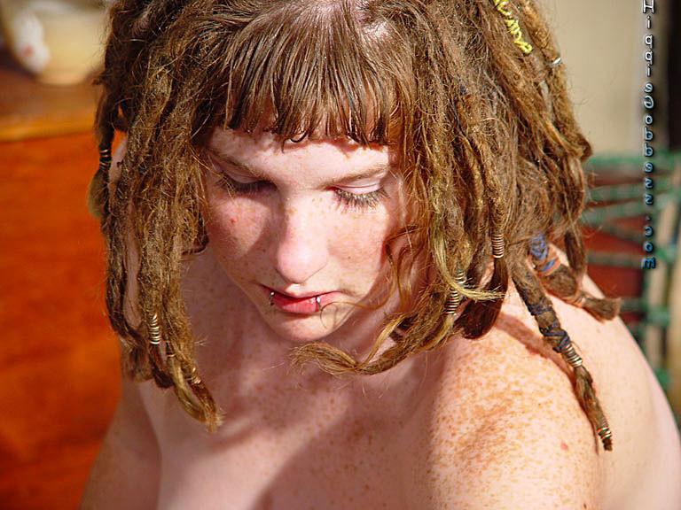 15P Hairy redhead hippie girl