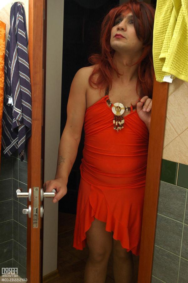 20P Guy ass fucks and cum shots female crossdresser in bathroom