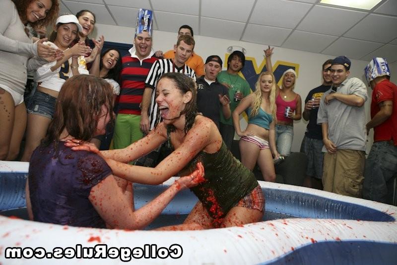 16P Mud wrestling coeds get naked at a college party