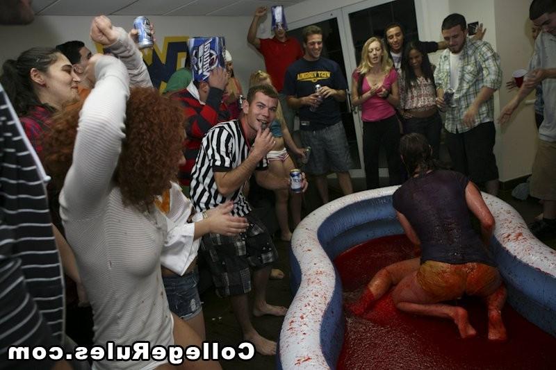 16P Mud wrestling coeds get naked at a college party