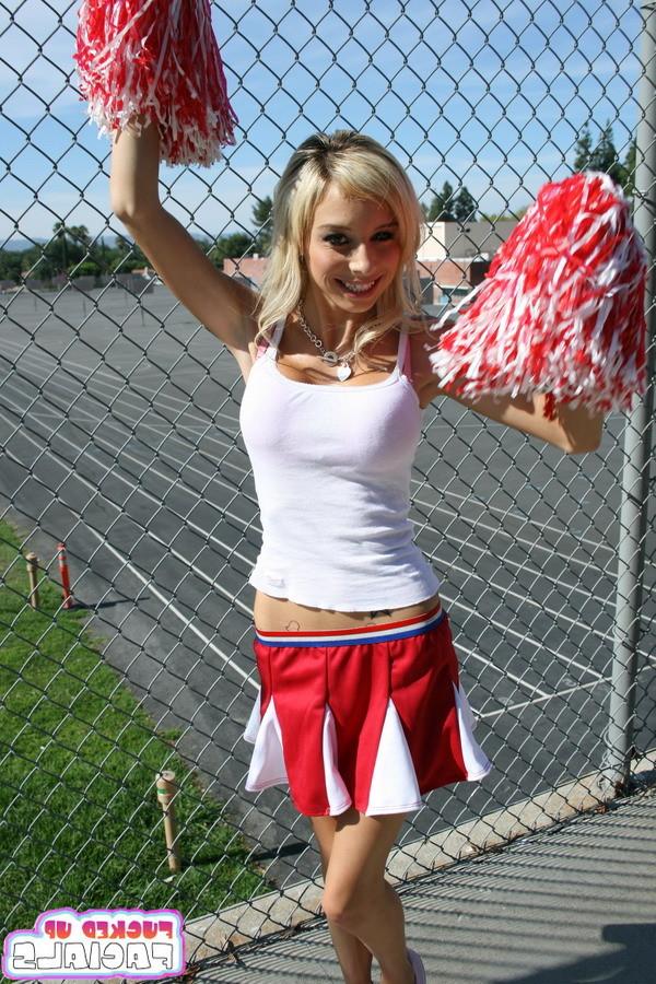 16P Sexy big tit blondie cheerleader blowjob and ugly facial cumshot