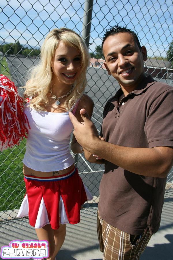 16P Sexy big tit blondie cheerleader blowjob and ugly facial cumshot