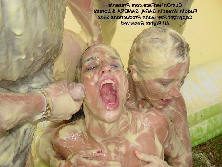 16P Pudding wrestling and cumshot