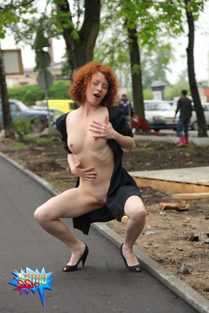 16P Redhead never fails to get it off on public nudity